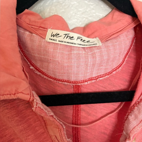 We the Free Free People Pink Graceland Linen Blend Tee Shirt Small - Picture 3 of 9